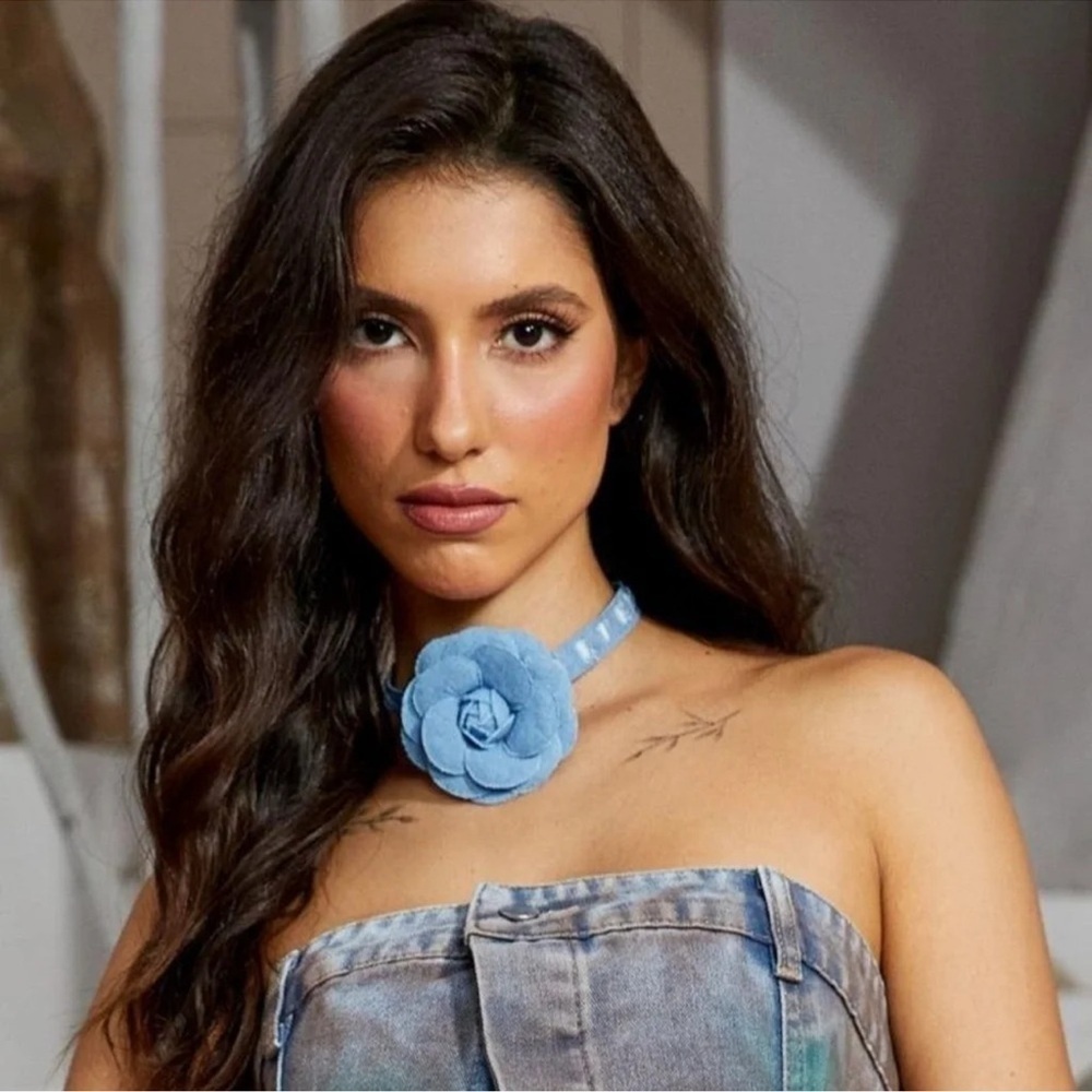 Denim Jeans Choker Necklace